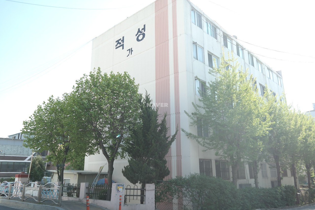 Building entrance with signage