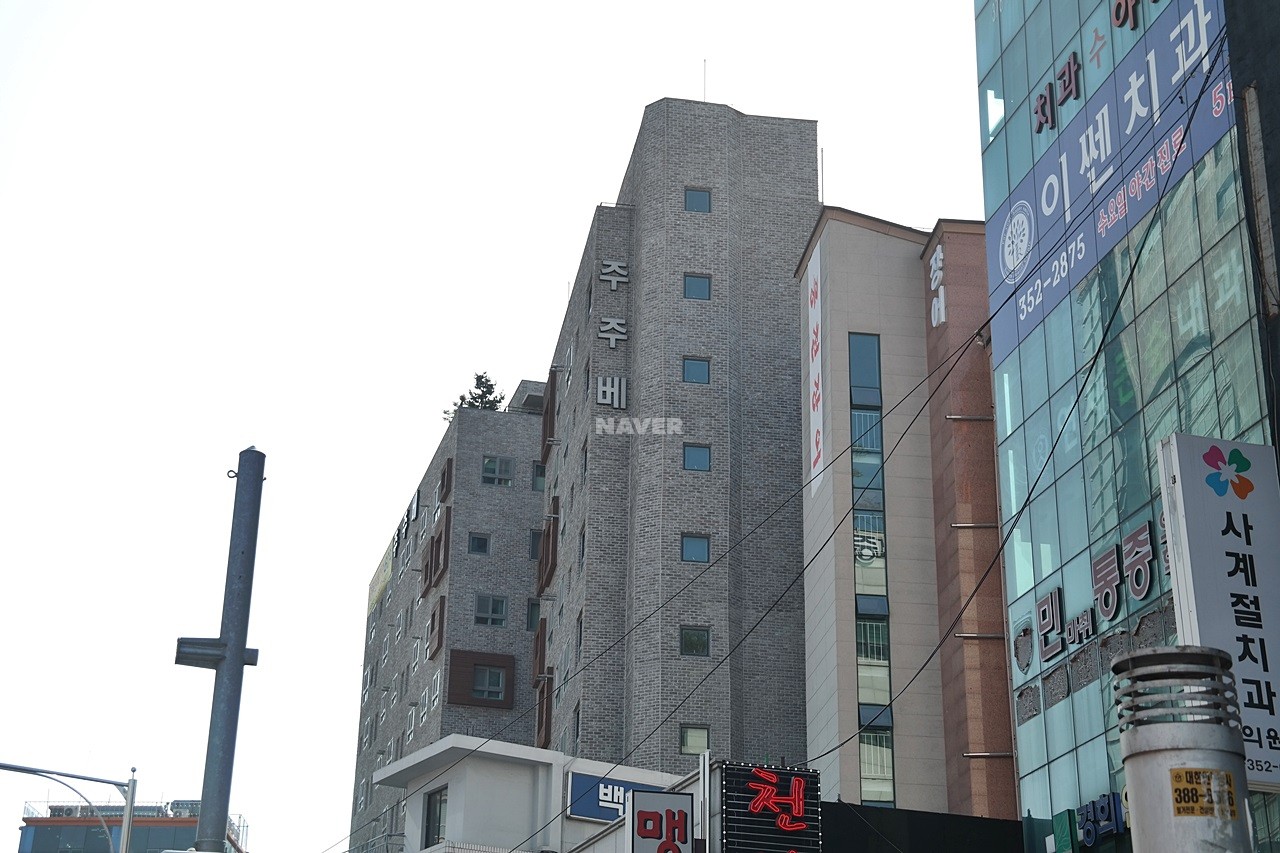 Building entrance with signage