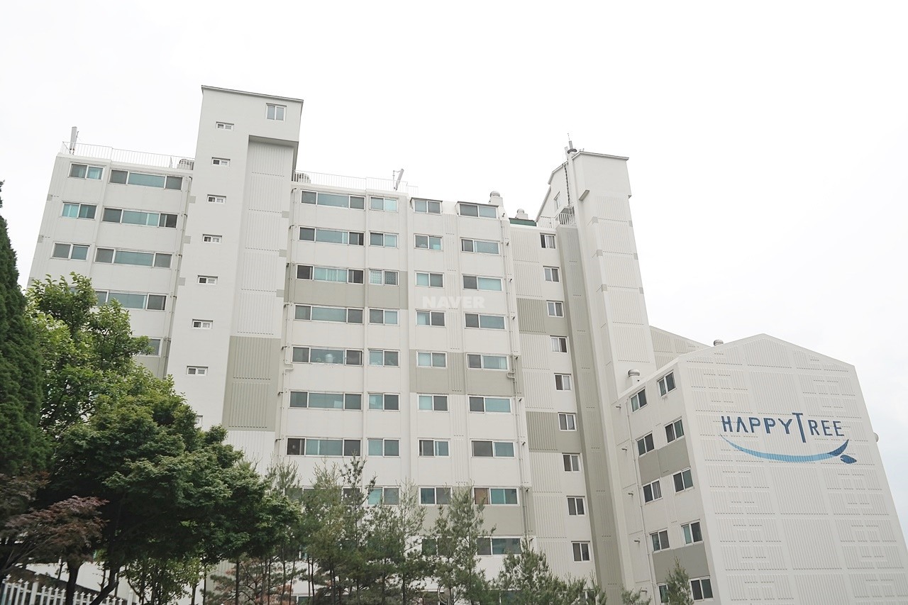 Building entrance with signage