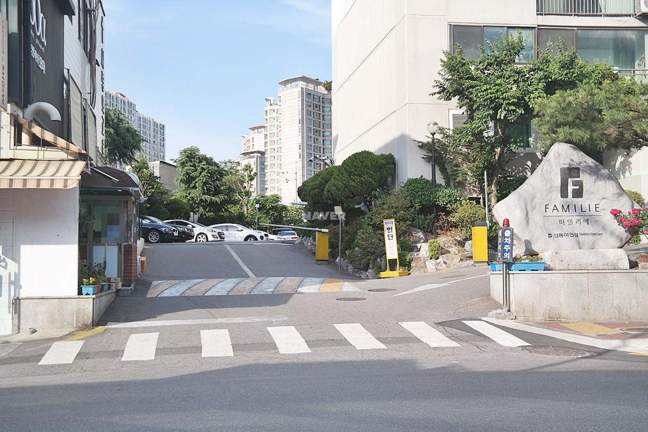 Building entrance with signage