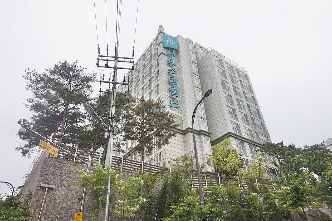 Building entrance with signage