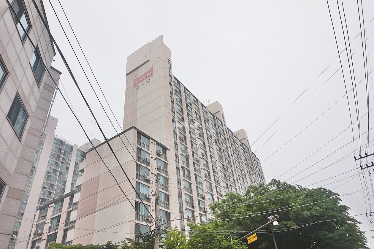 Building entrance with signage