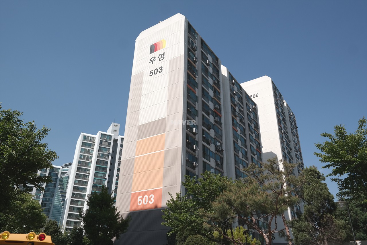 Building entrance with signage