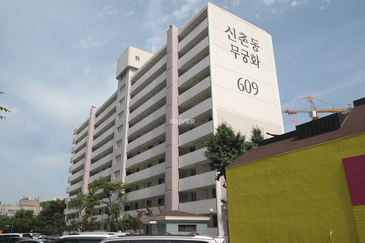Building entrance with signage