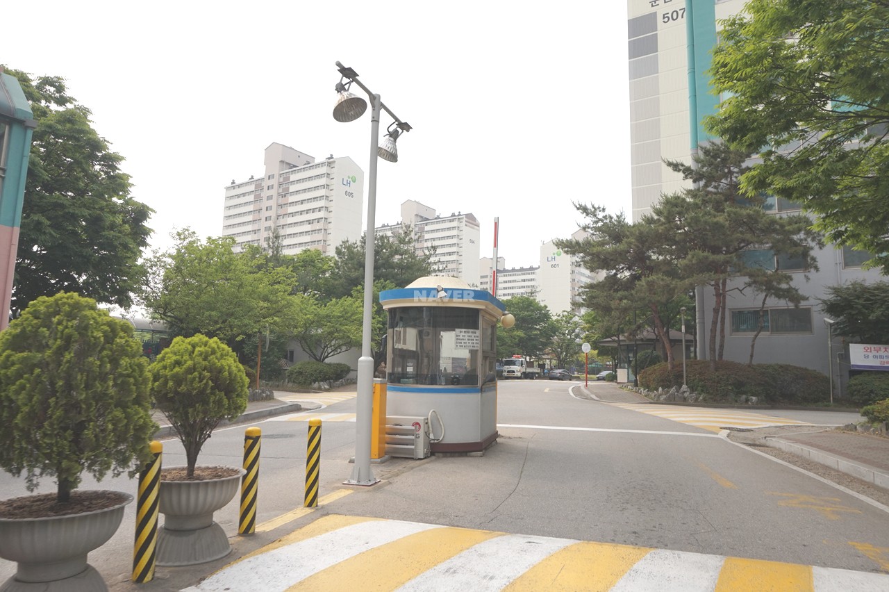 Building entrance with signage