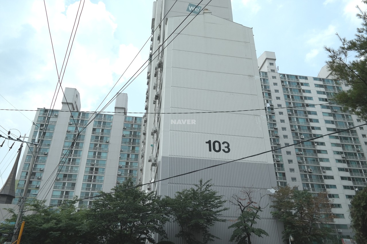Building entrance with signage