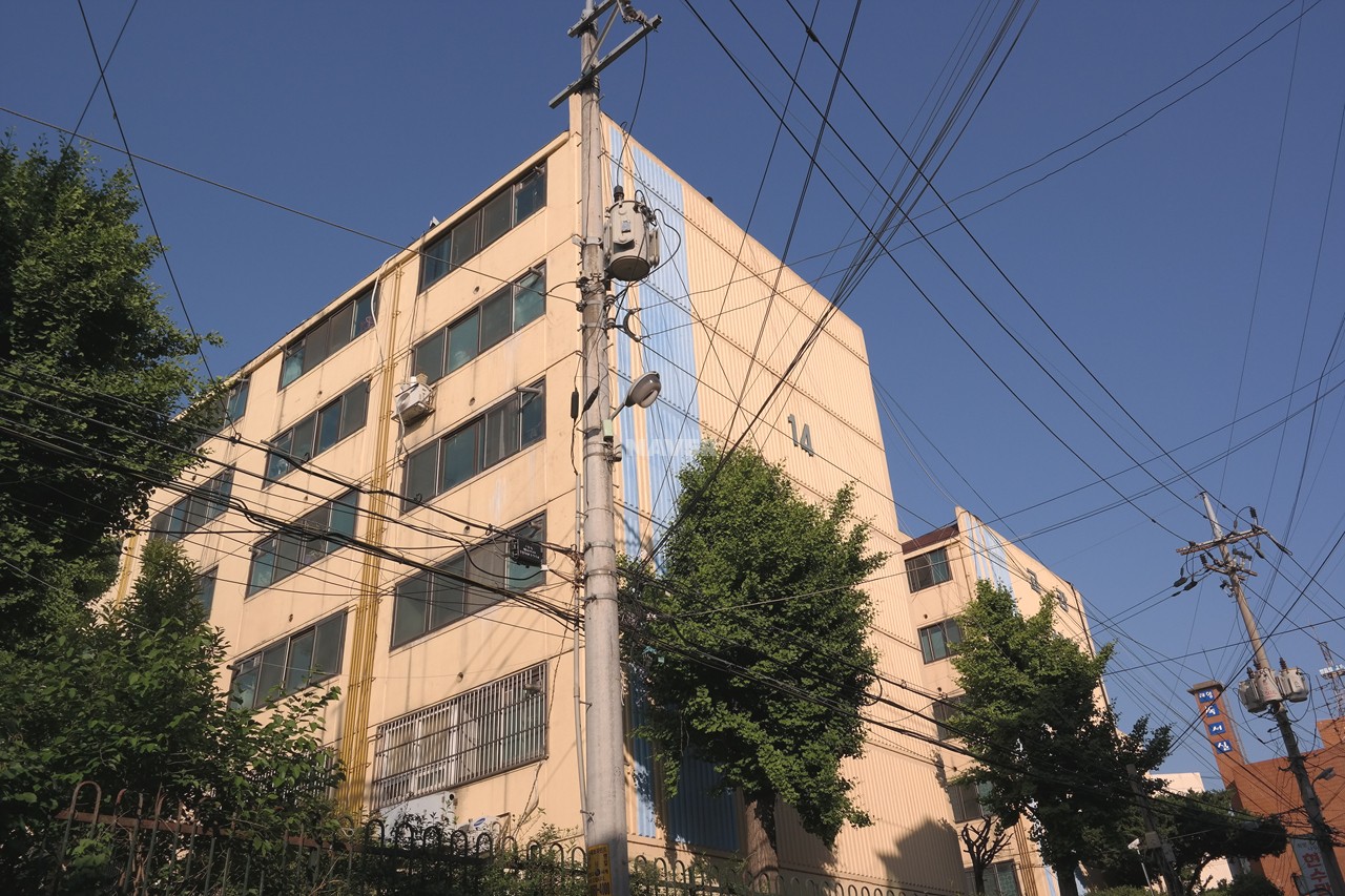 Building entrance with signage