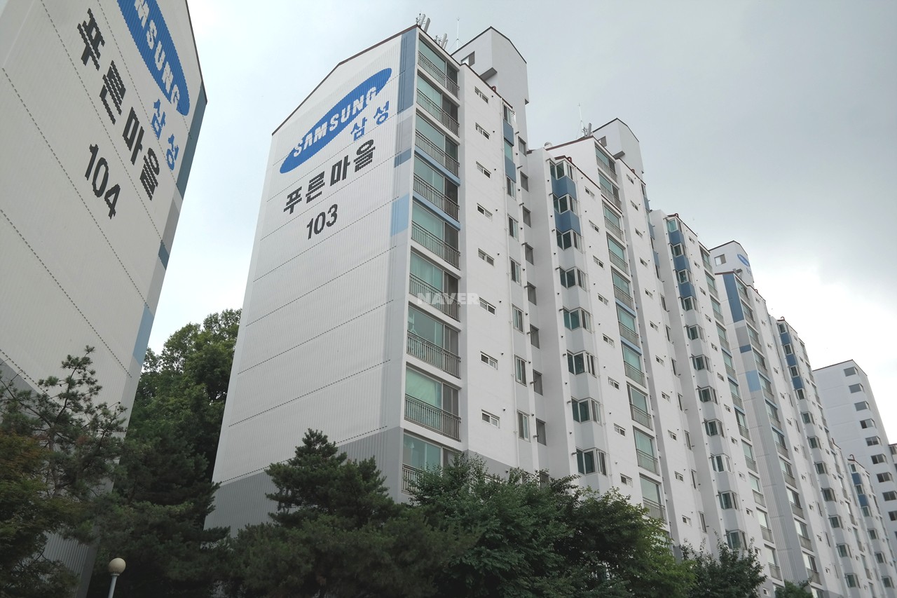 Building entrance with signage