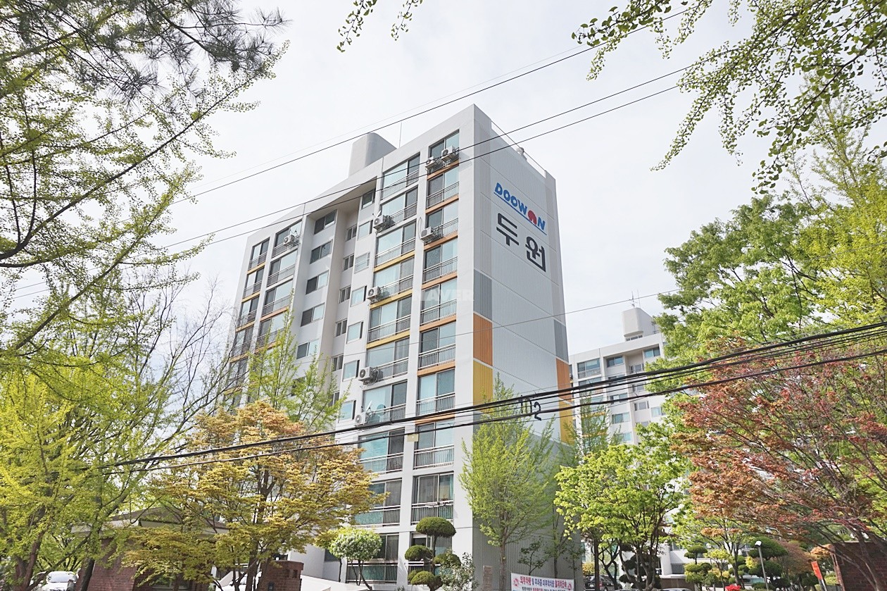 Building entrance with signage