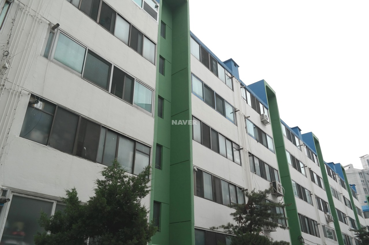 Building entrance with signage