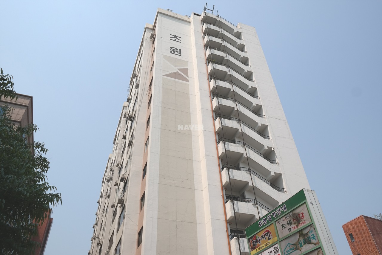 Building entrance with signage