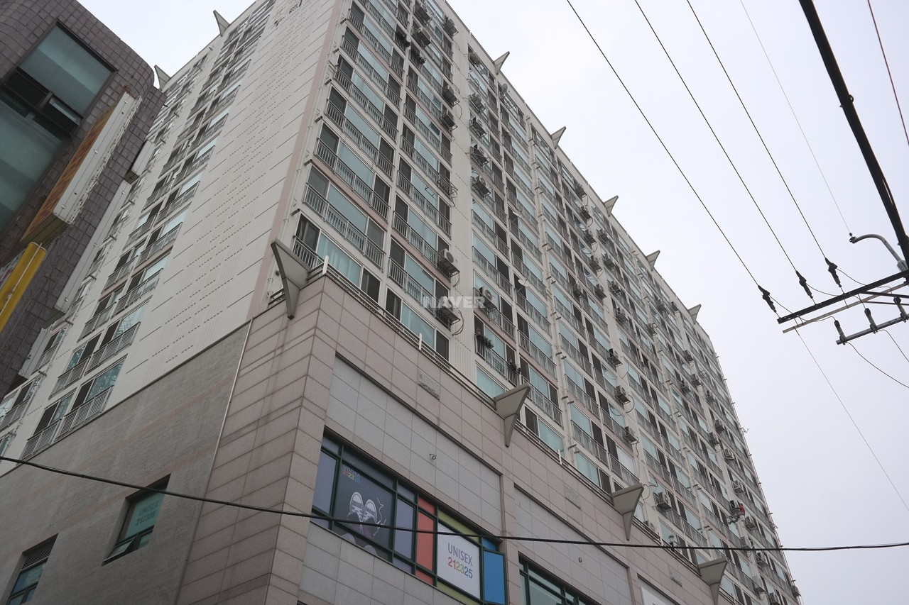 Building entrance with signage