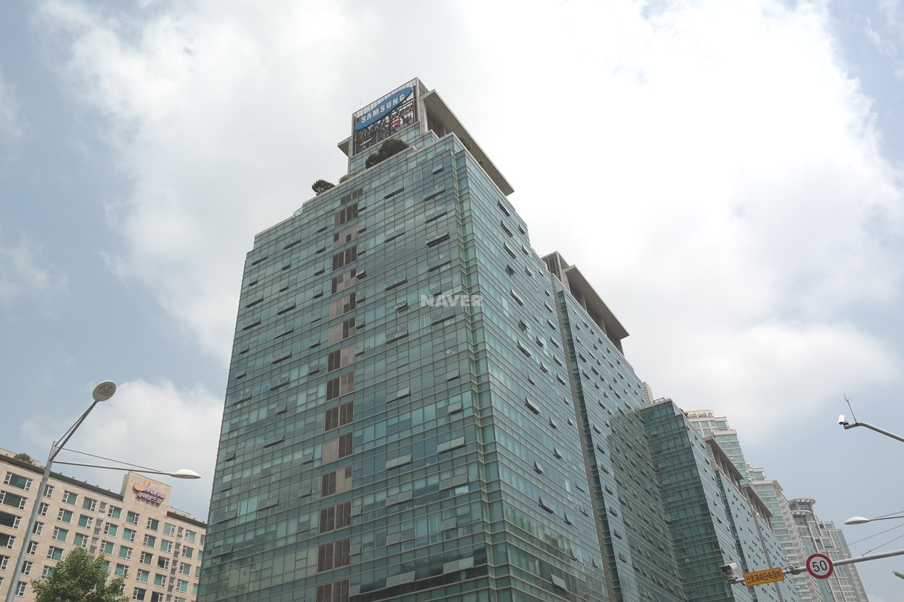 Building entrance with signage