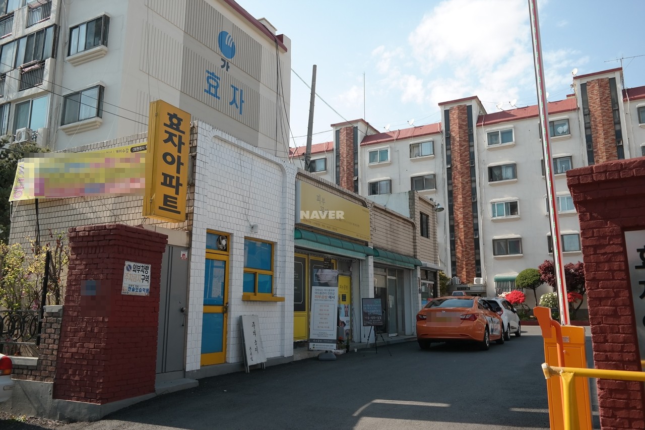 Building entrance with signage