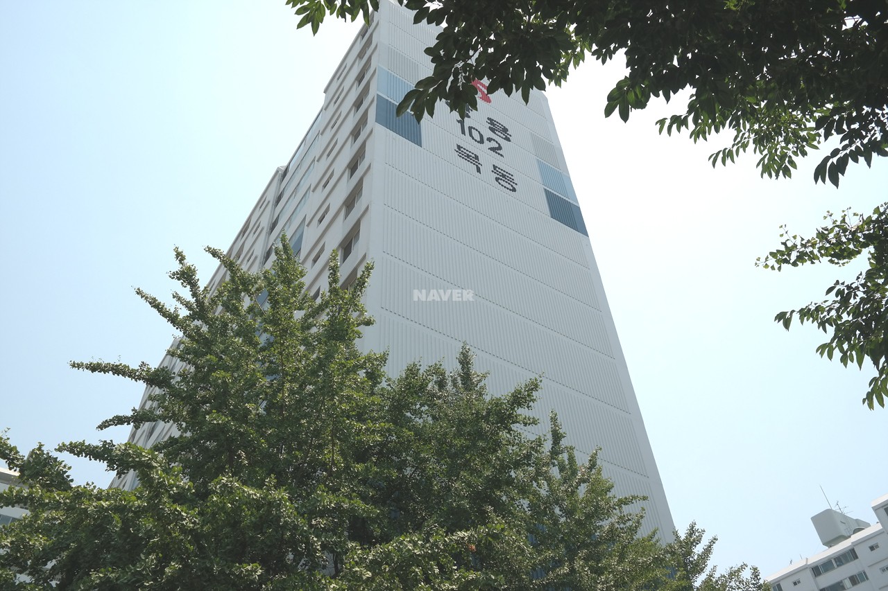 Building entrance with signage