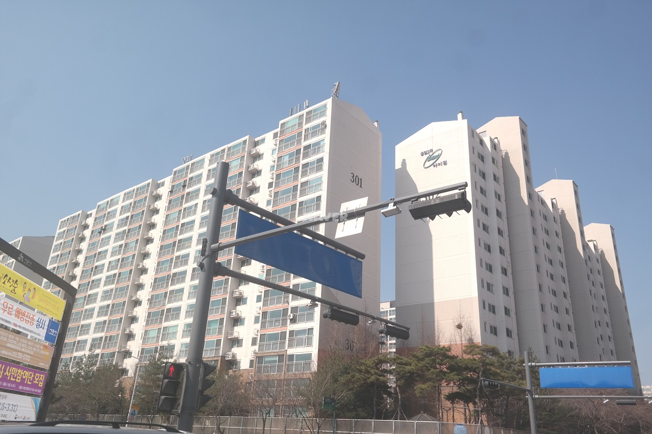 Building entrance with signage