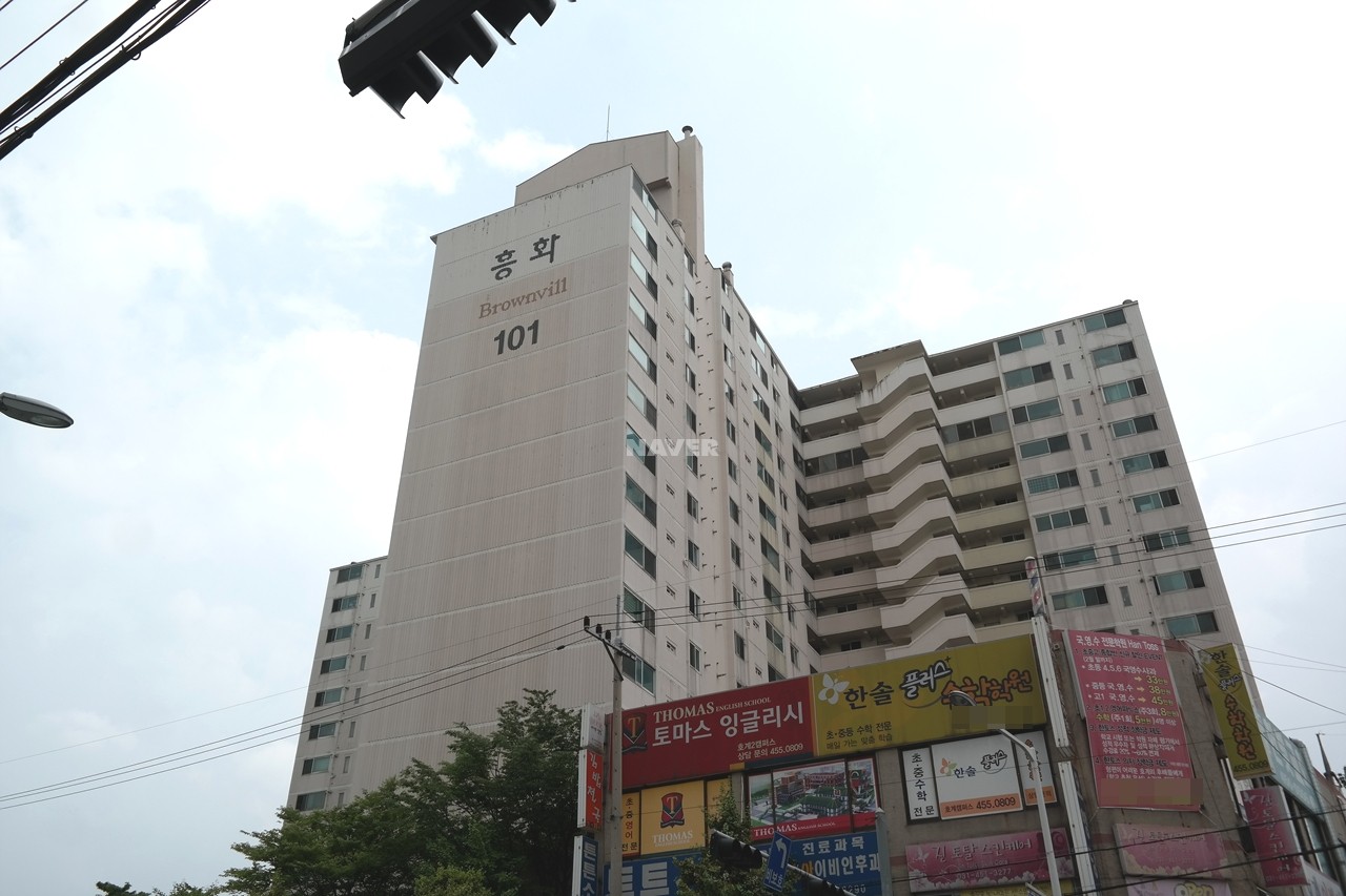 Building entrance with signage