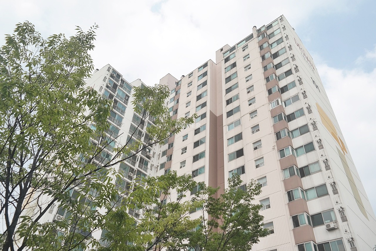 Building entrance with signage