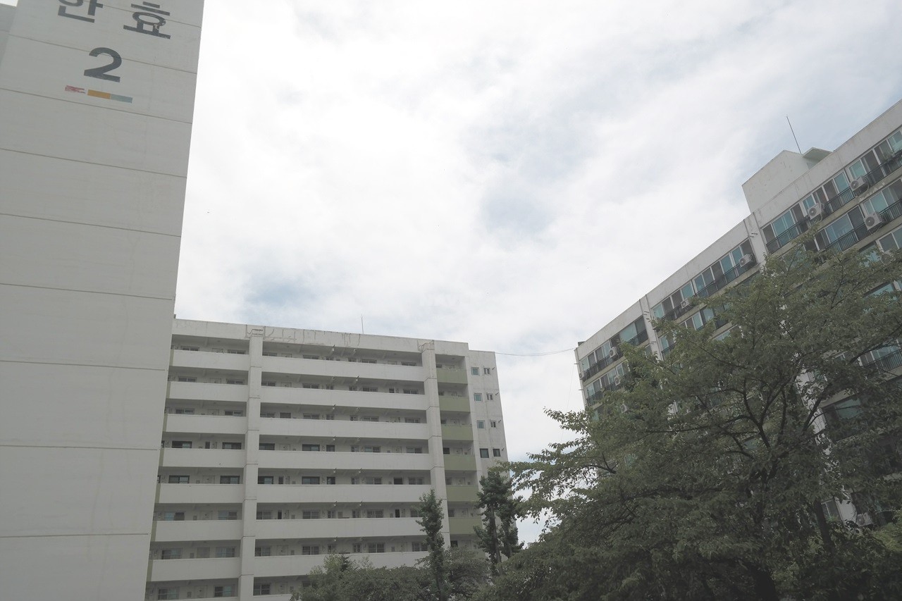 Building entrance with signage