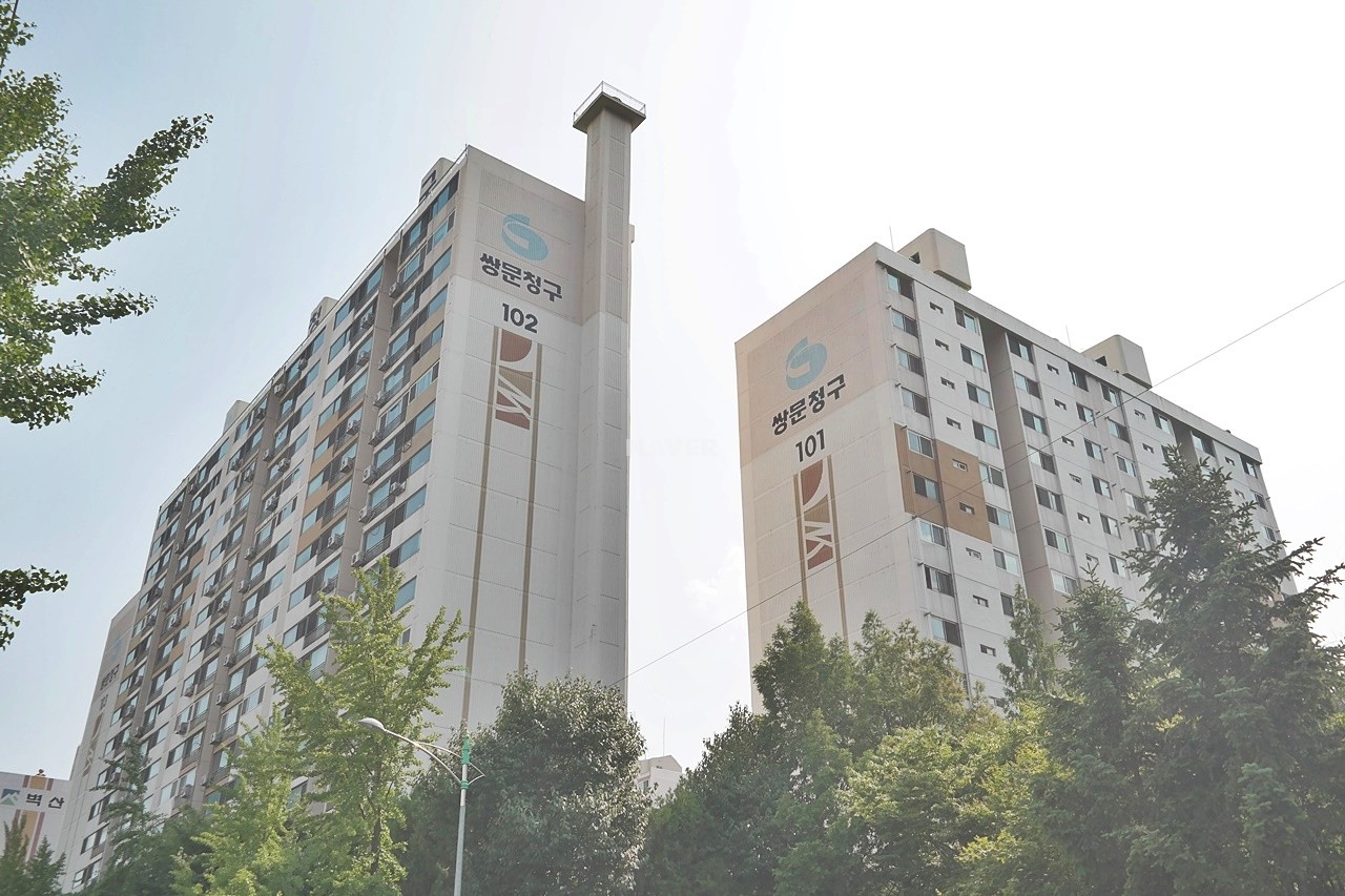 Building entrance with signage