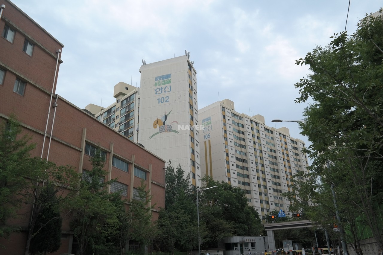 Building entrance with signage