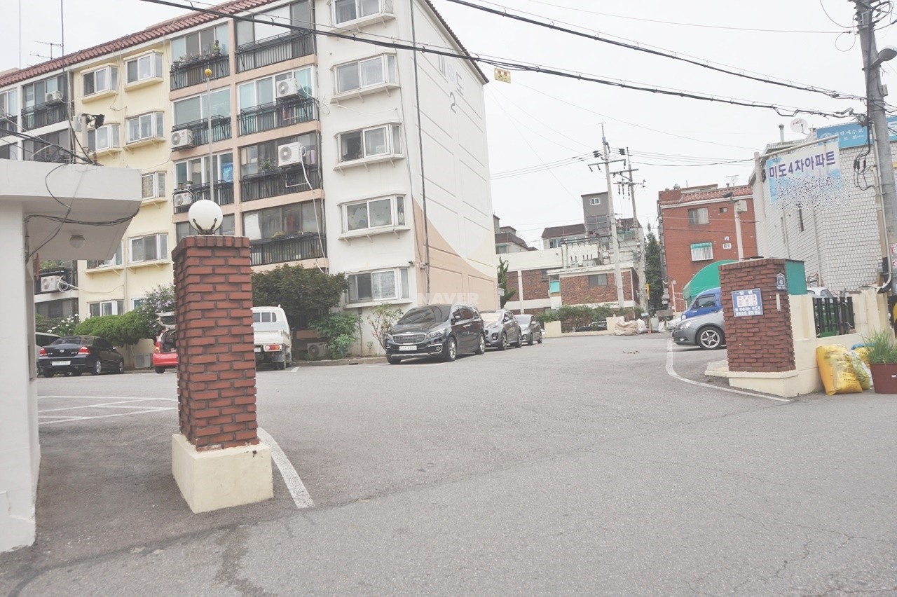 Building entrance with signage