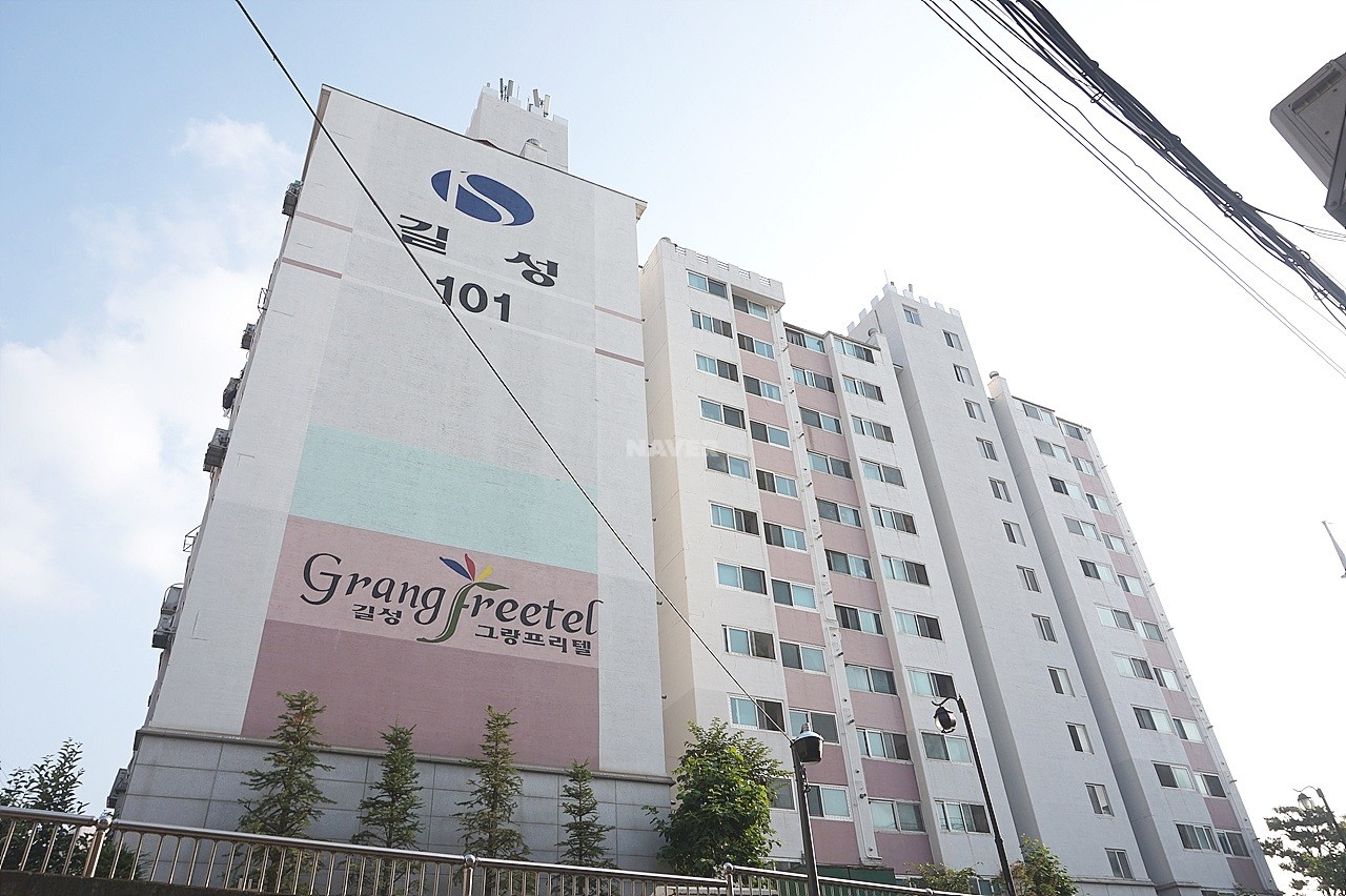 Building entrance with signage
