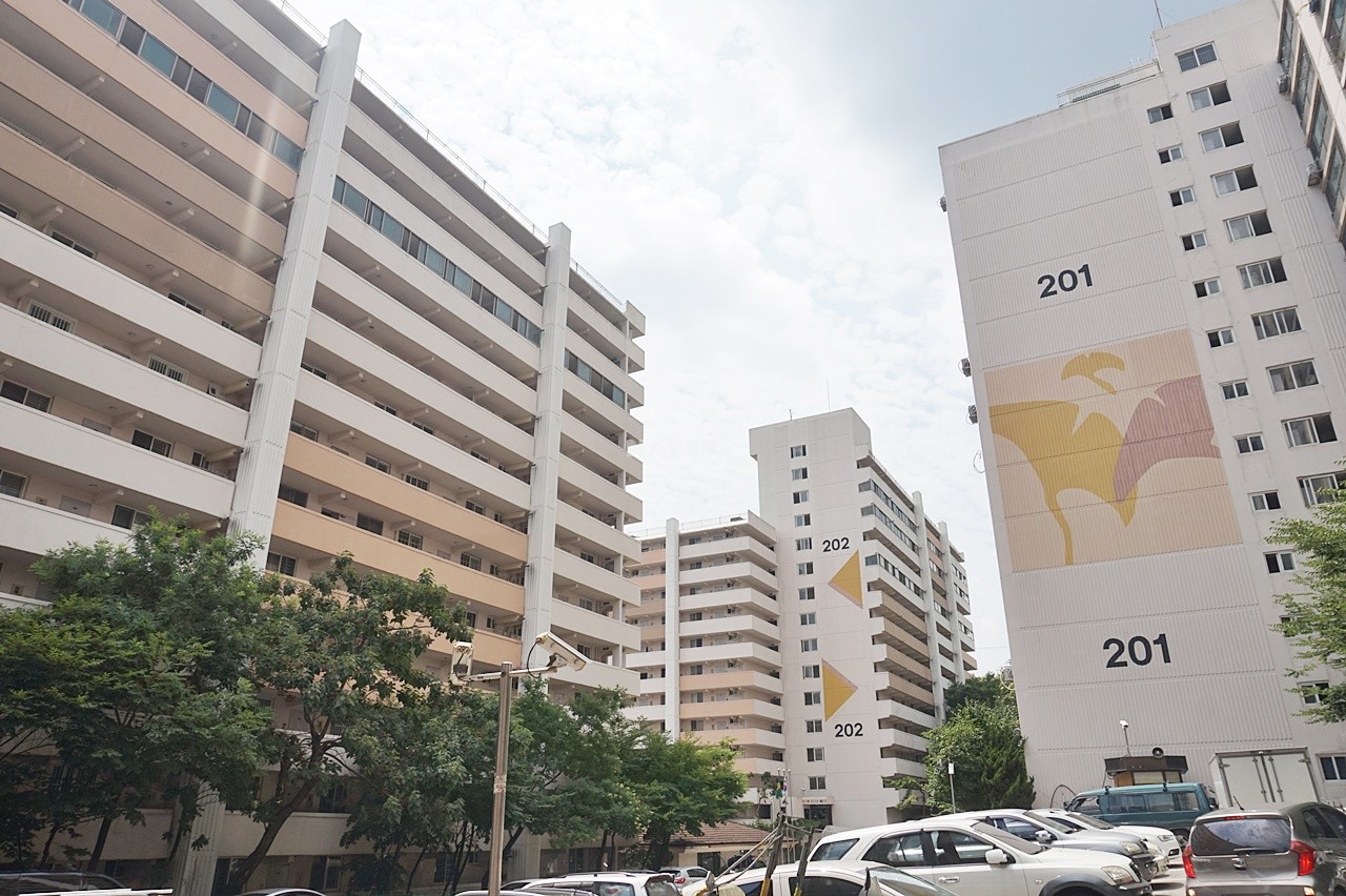 Building entrance with signage
