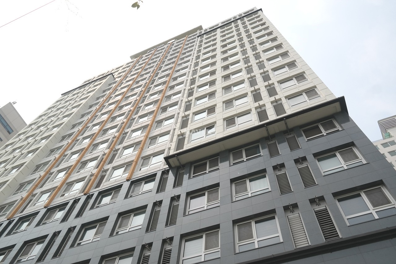 Building entrance with signage