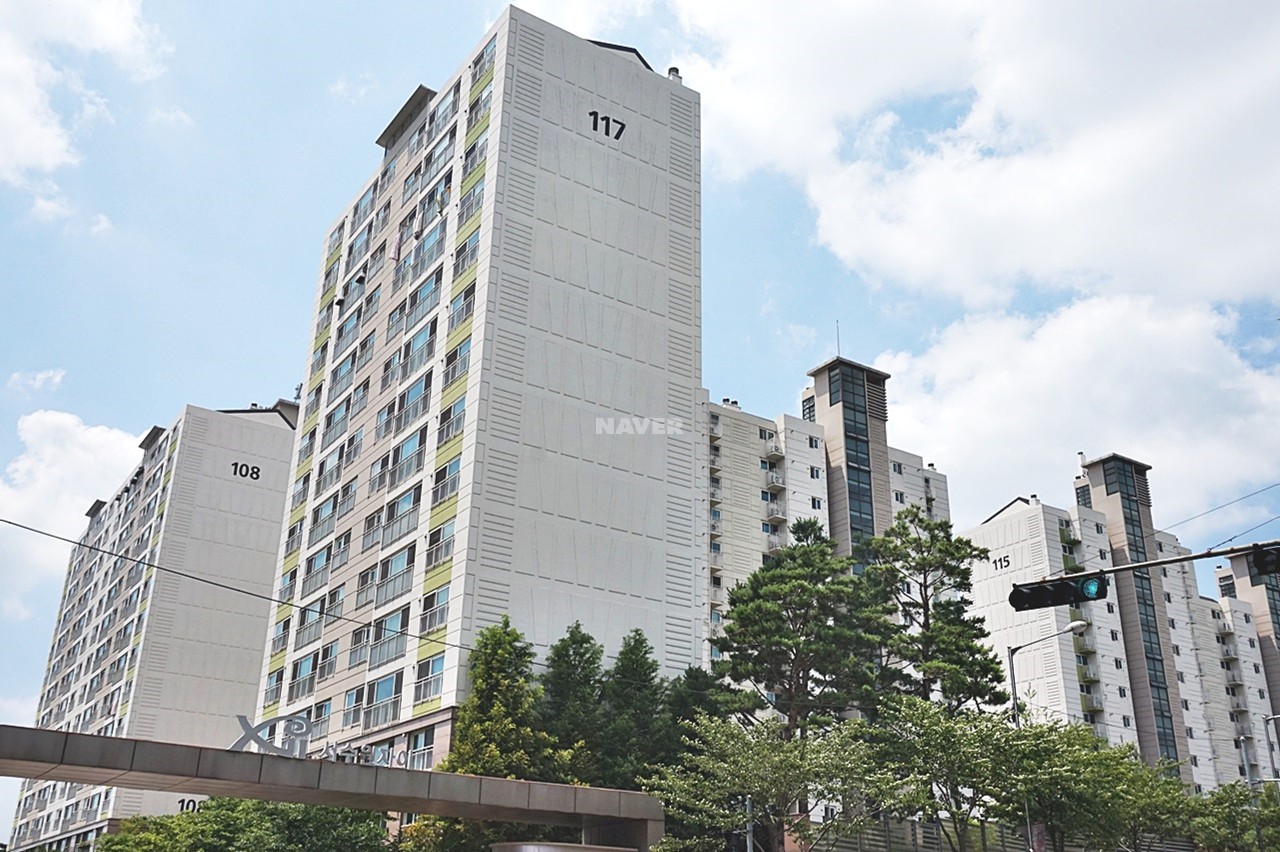 Building entrance with signage
