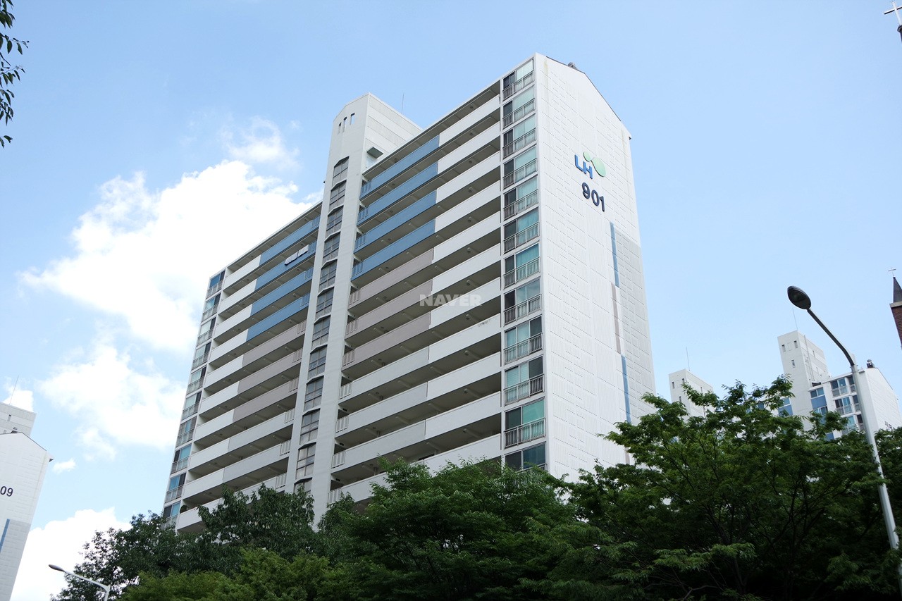 Building entrance with signage