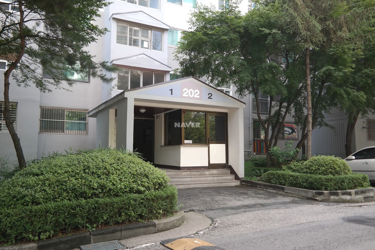 Building entrance with signage