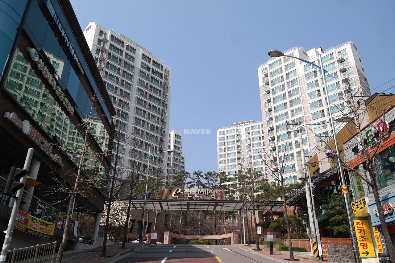 Building entrance with signage