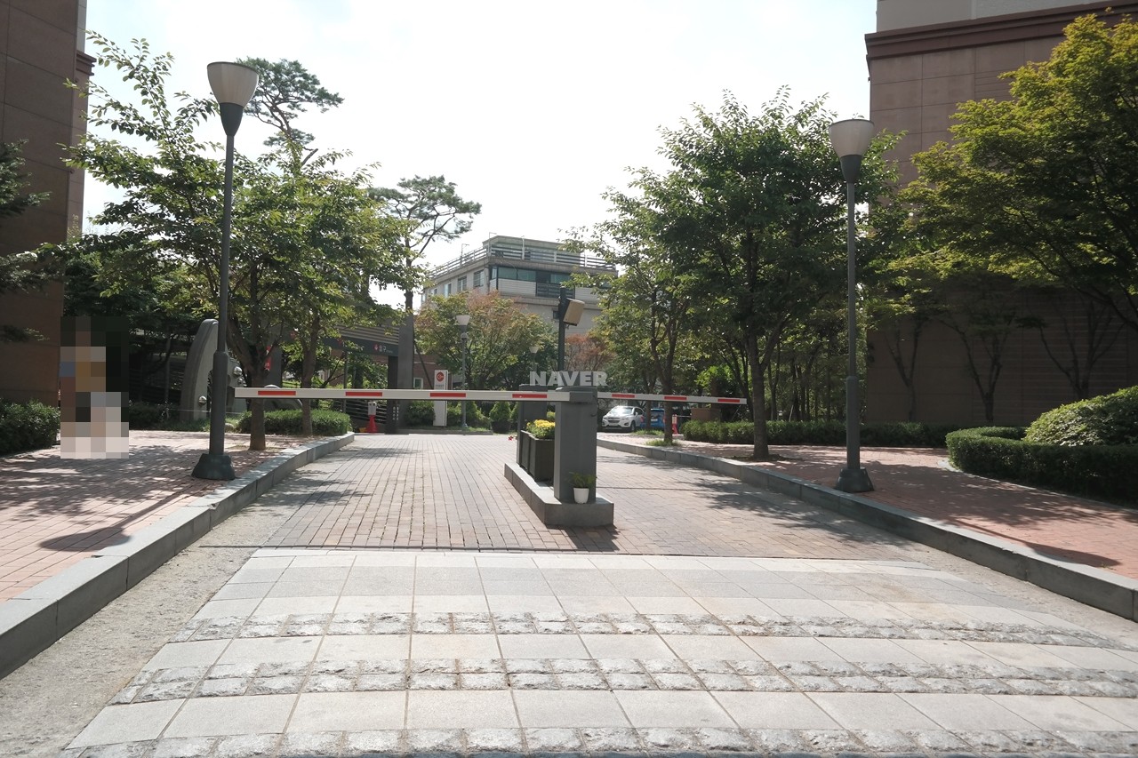 Building entrance with signage