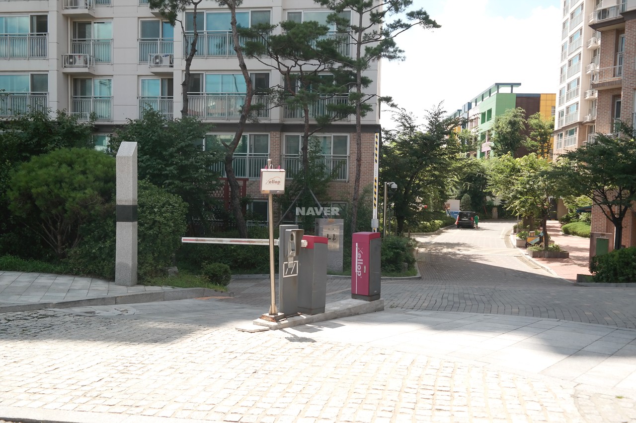 Building entrance with signage