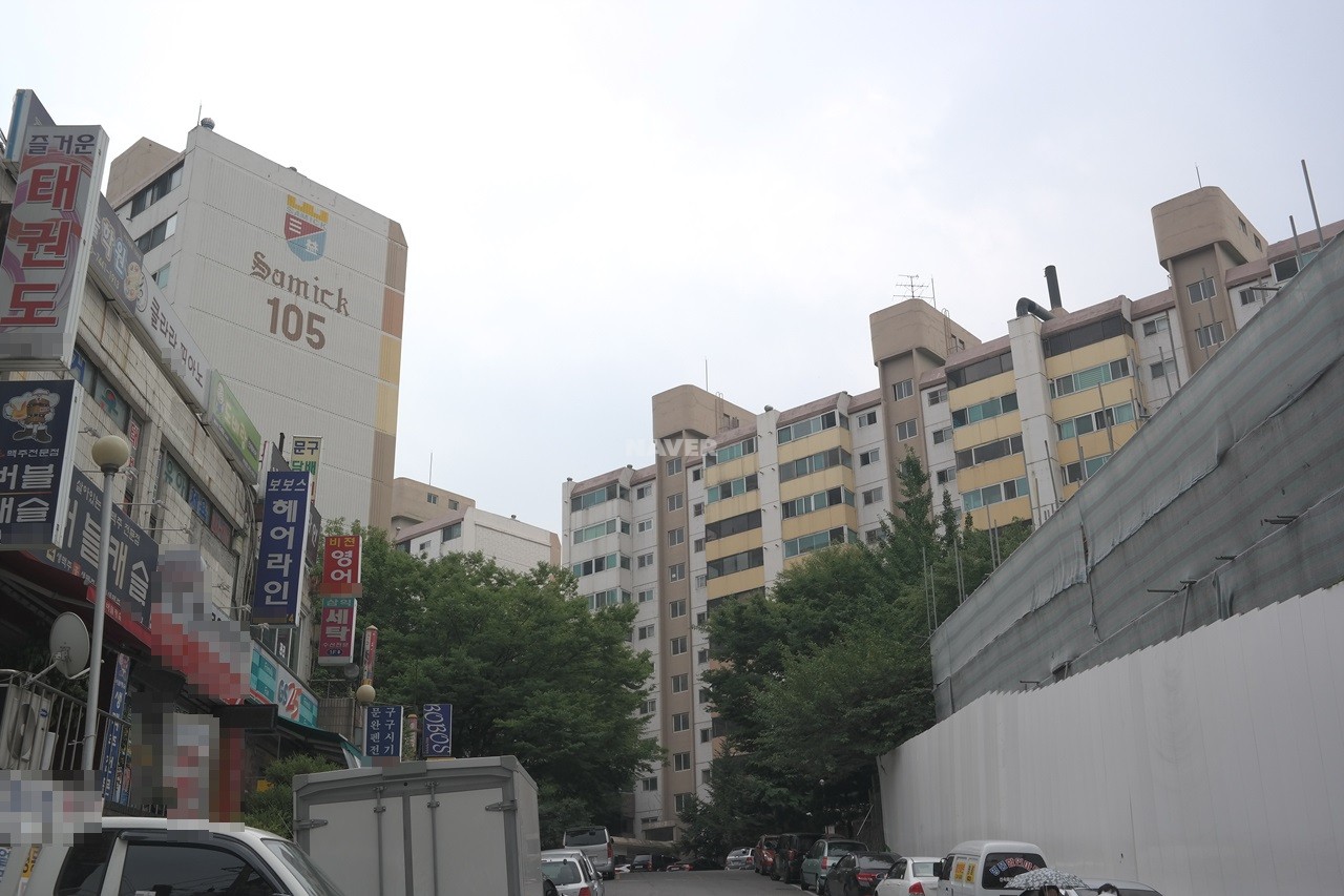 Building entrance with signage