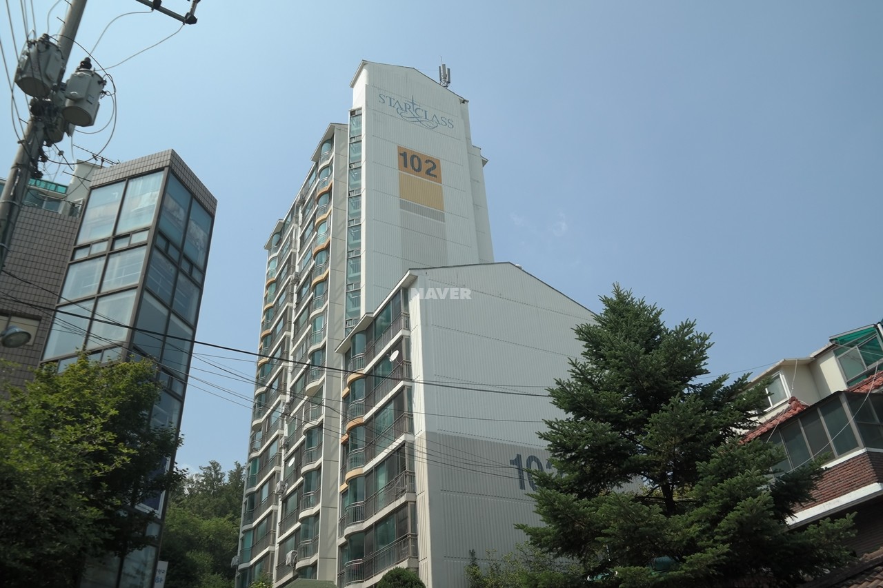Building entrance with signage