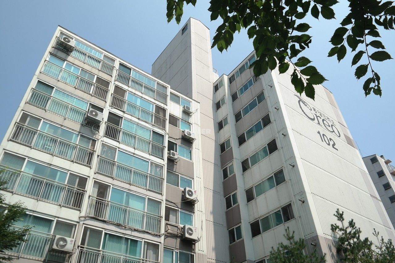 Building entrance with signage