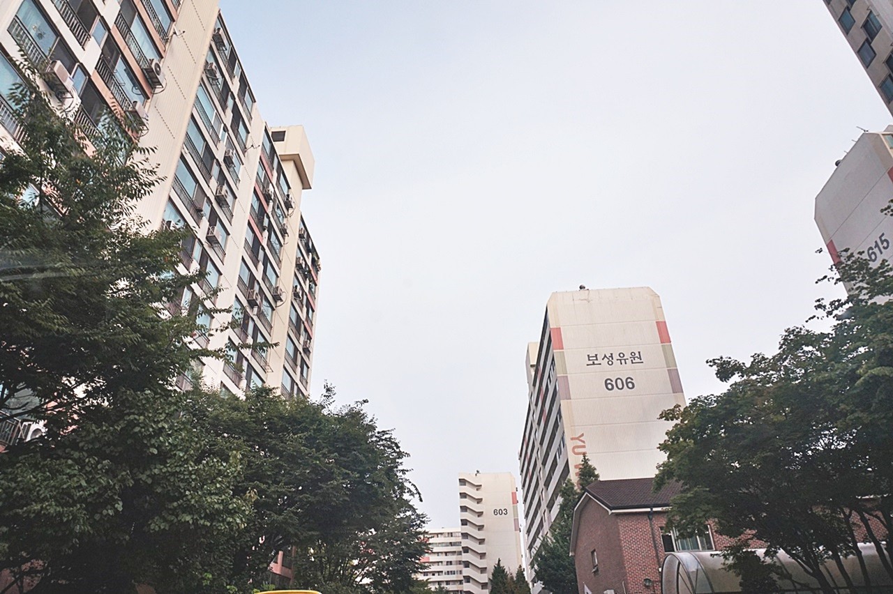 Building entrance with signage
