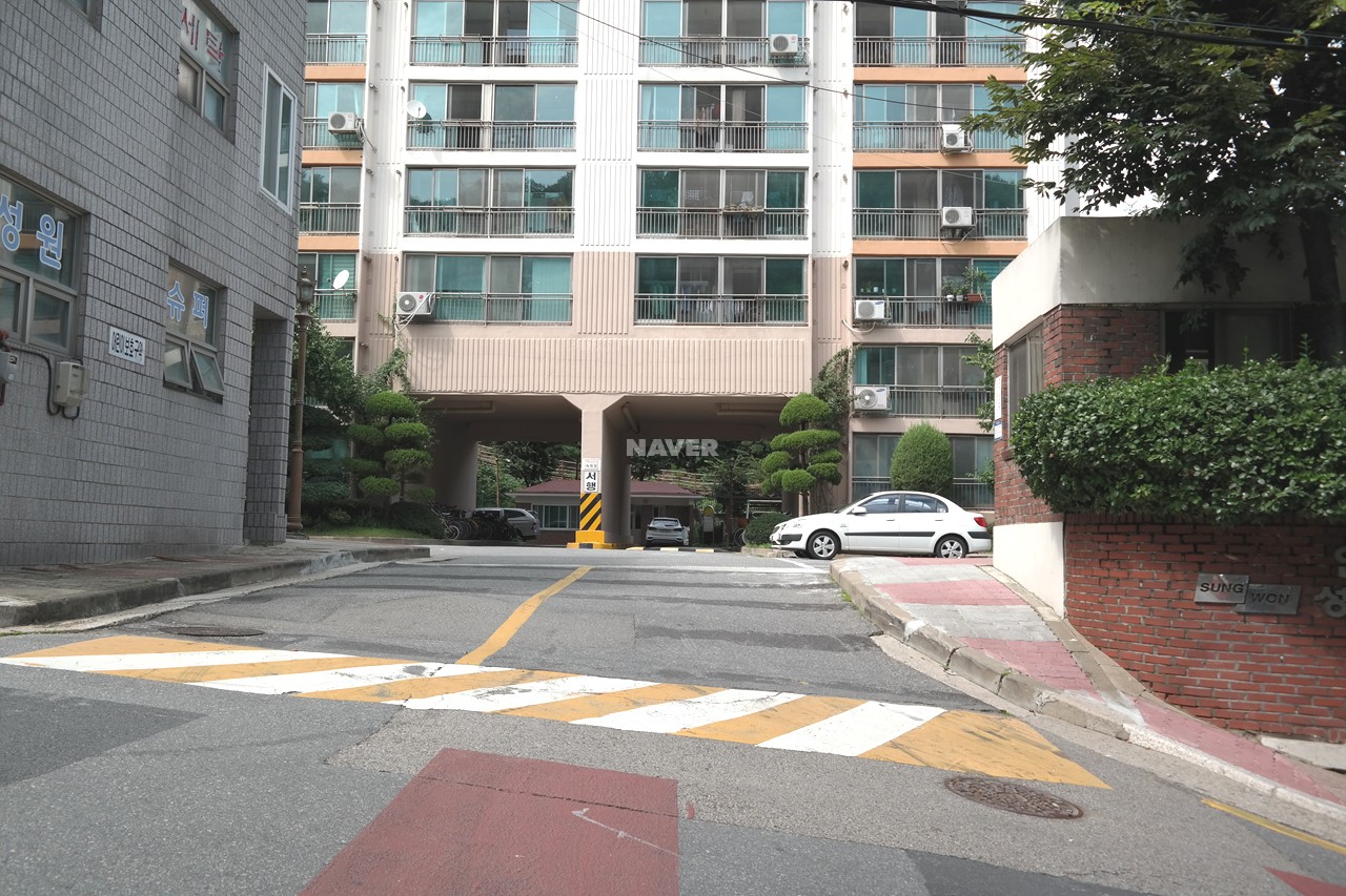 Building entrance with signage