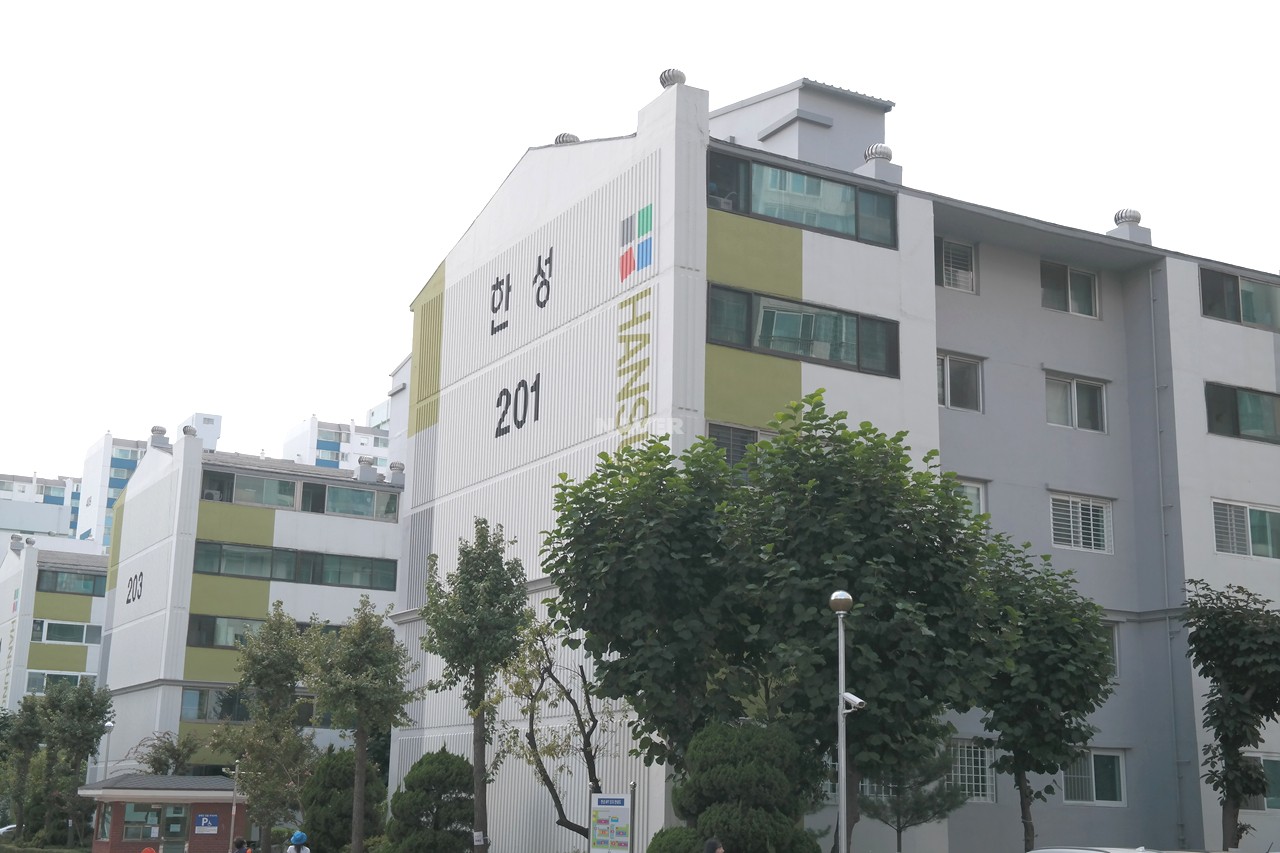 Building entrance with signage