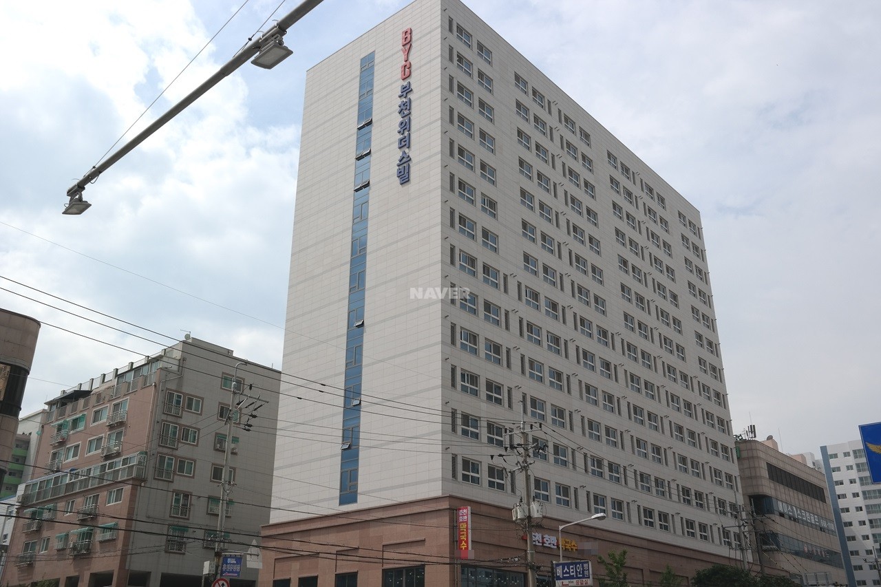 Building entrance with signage