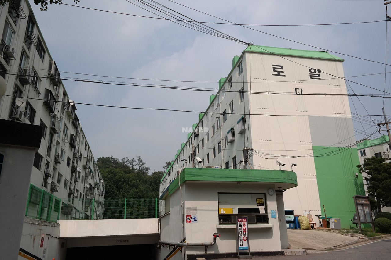 Building entrance with signage