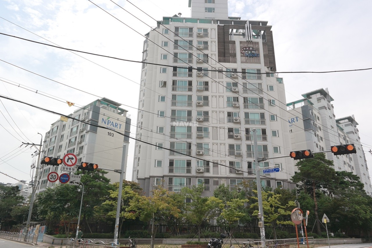 Building entrance with signage
