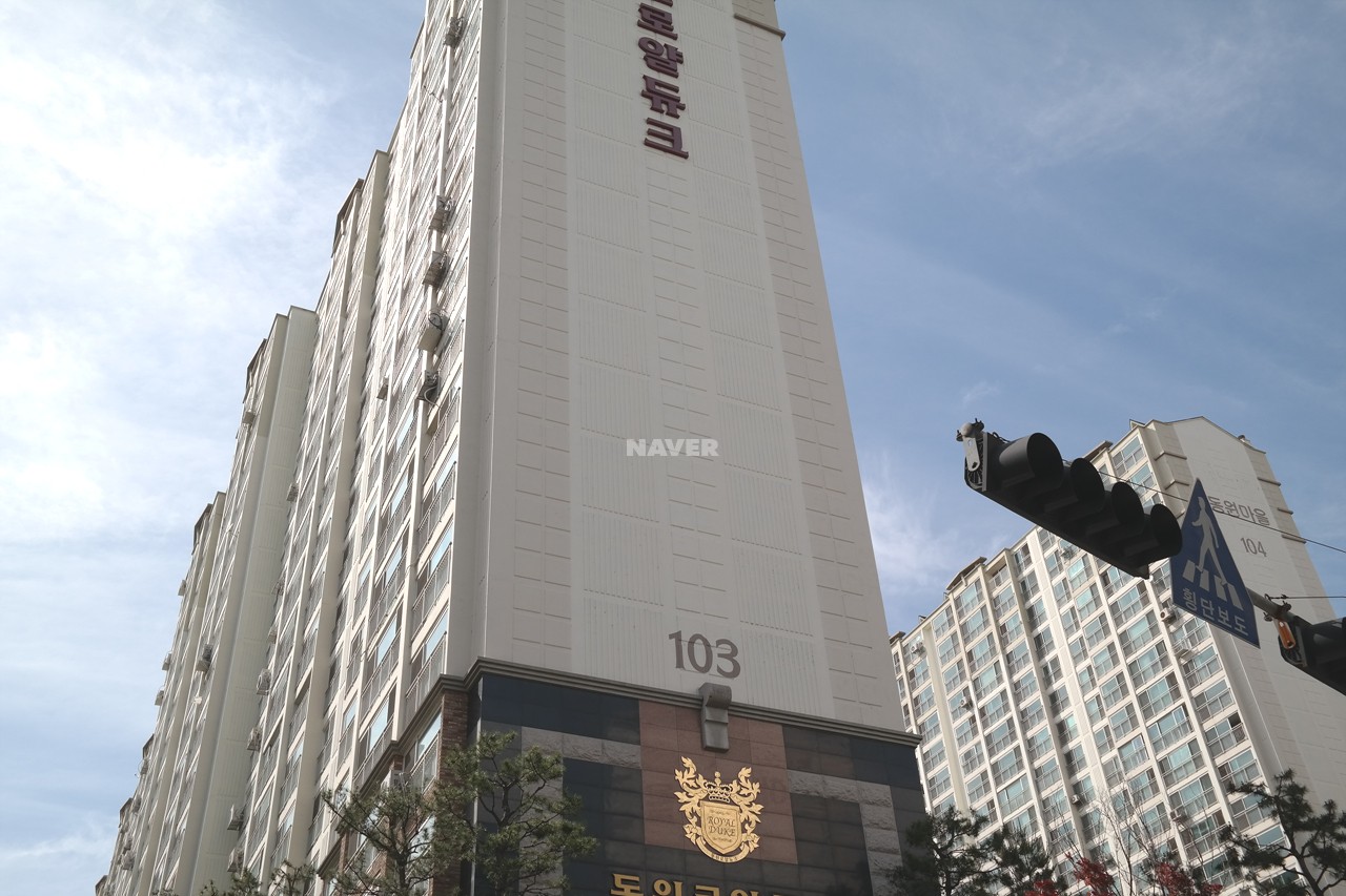 Building entrance with signage