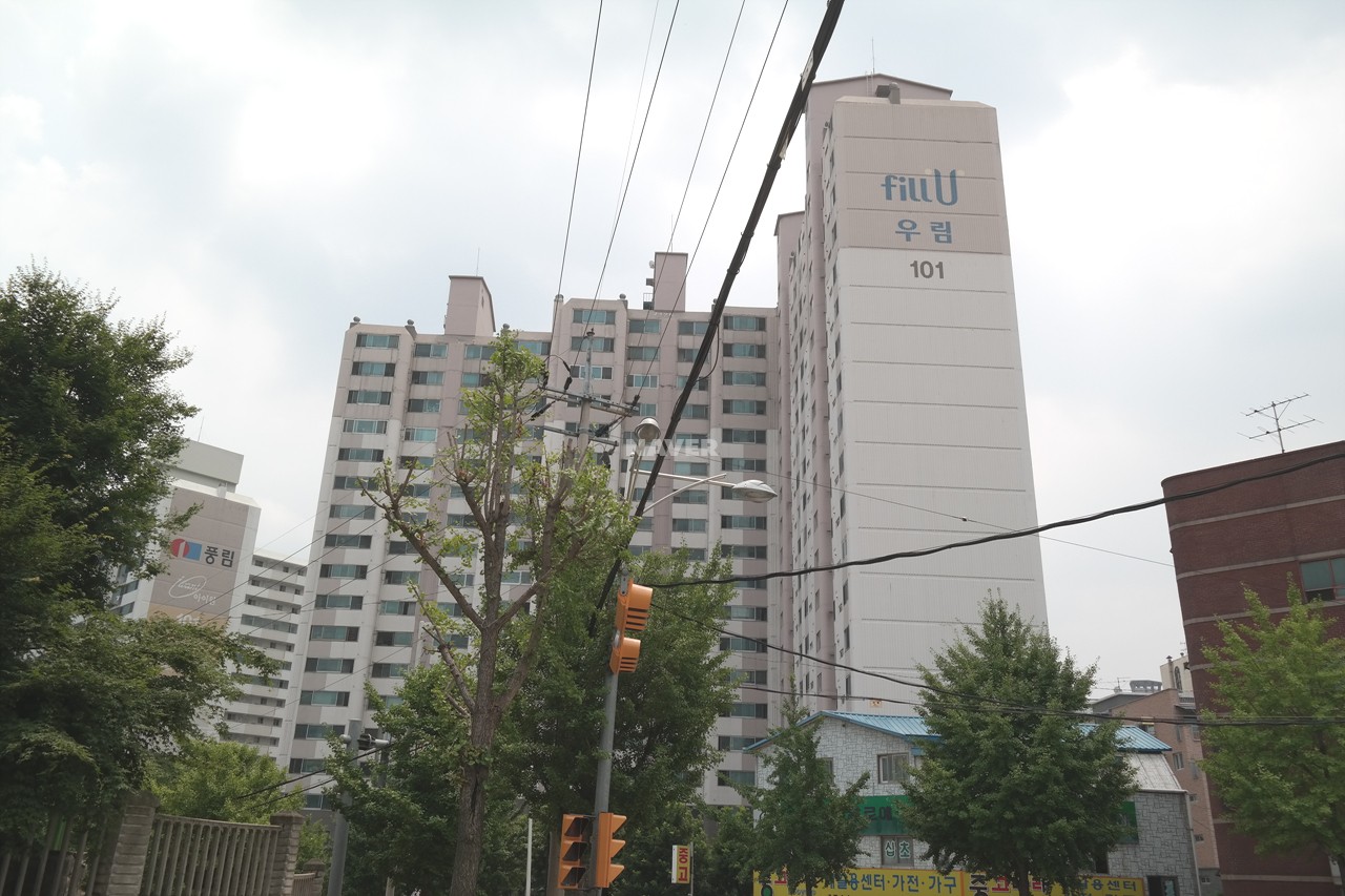 Building entrance with signage