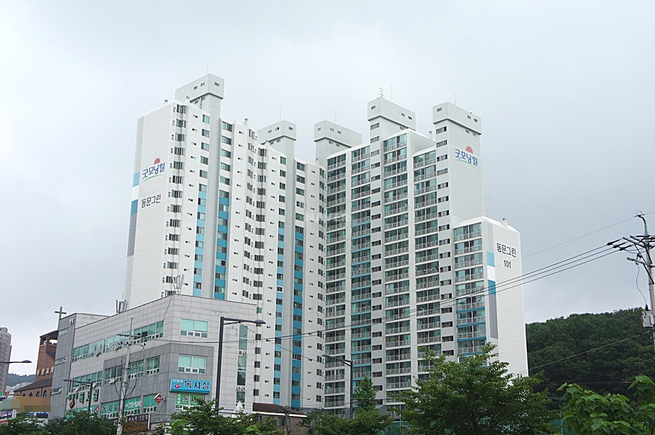 Building entrance with signage