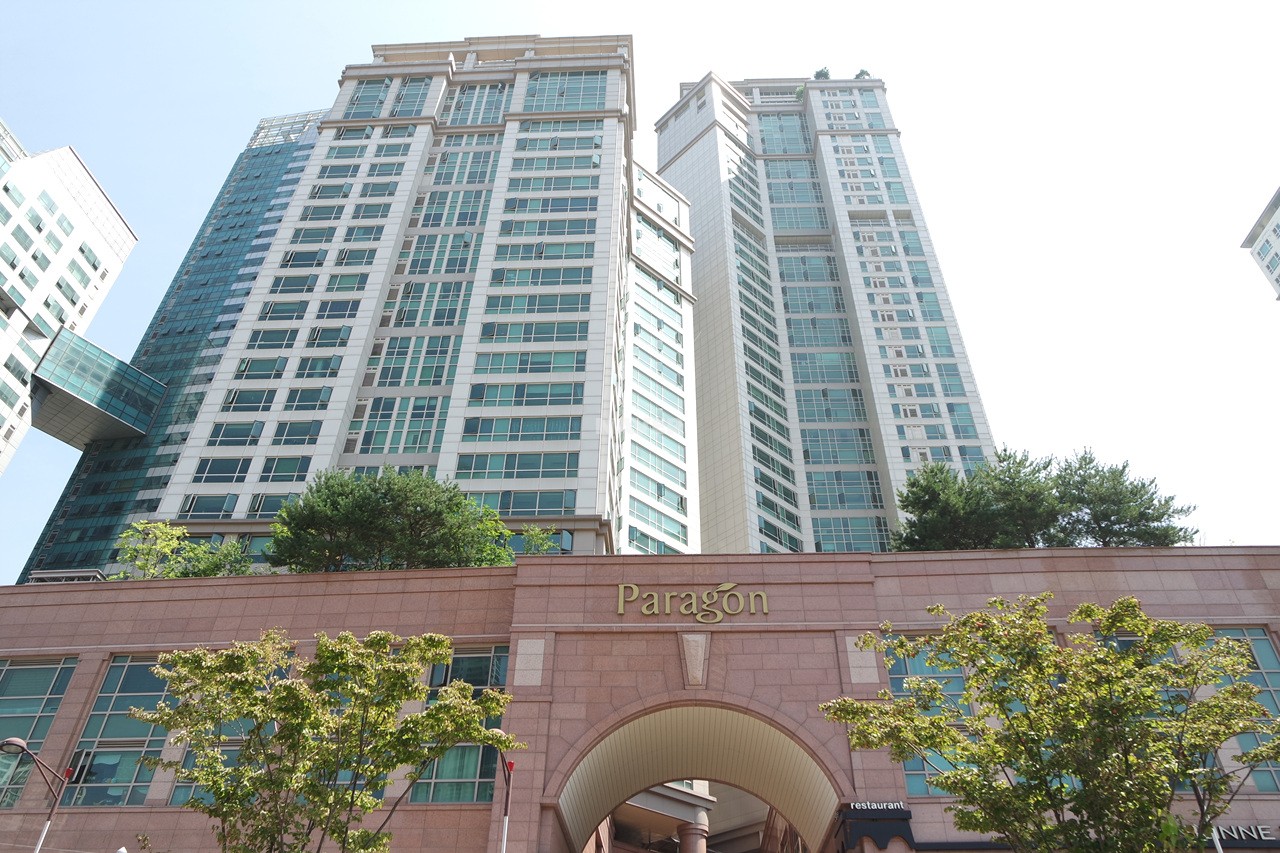 Building entrance with signage