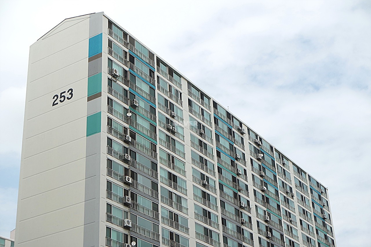 Building entrance with signage