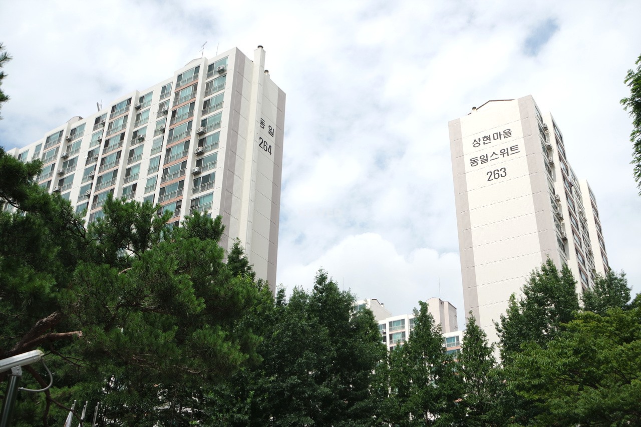 Building entrance with signage